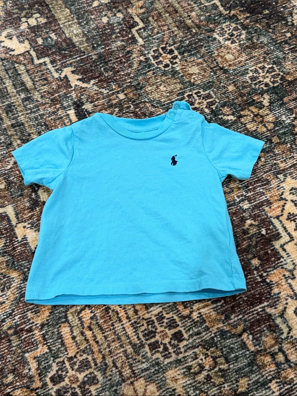 Ralph Lauren Baby/Toddler Polo Short Sleeve Tee in Light Blue with Navy Logo